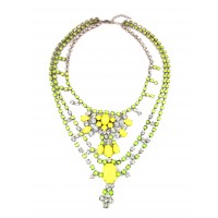 Clara Neon Yellow Bubble Crystal Ctatement Necklace